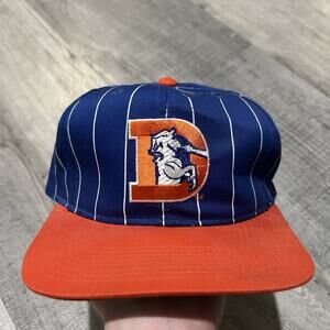 VTG Denver Broncos Starter Pinstripe Classic Logo NFL Football Snapback Hat Cap